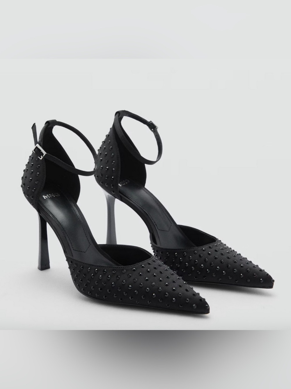 NEW MANGO MNG BLACK CRYSTAL RHINESTONE STILETTO HIGH HEELS HEELED SHOES 40 9